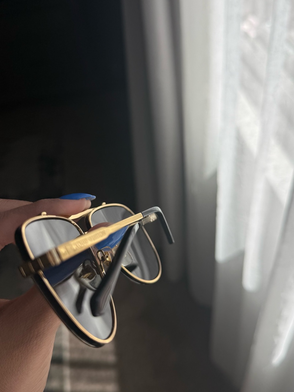 Louis Vuitton Gold Aviator Sunglasses with Dark Lenses - Picture 10 of 11